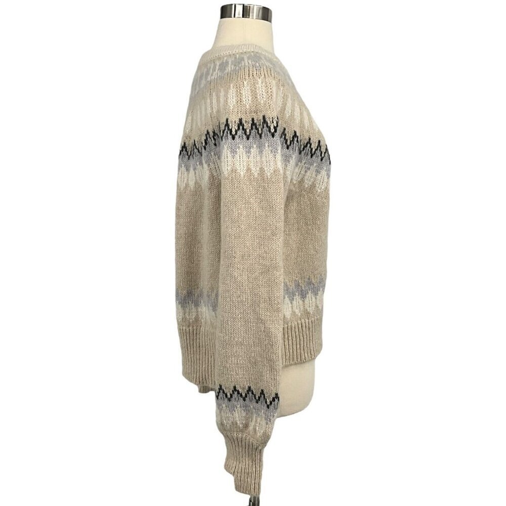Basin + Range Fair Isle Sweater Size S Balloon Sleeve Wool Mohair Blend Knit - Picture 5 of 9